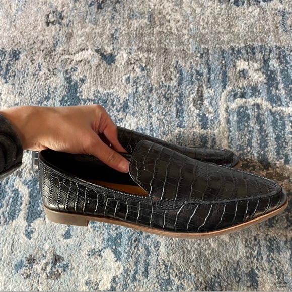 Lucky Brand Bejaz Crocadile Leather Loafer Black Size 7 - Picture 8 of 8